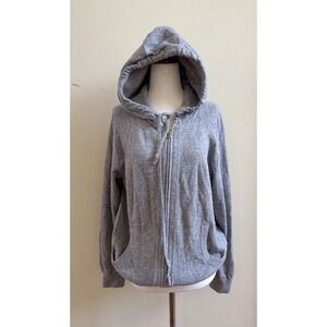 Juicy Couture Y2K Wool Cashmere Blend Knit Full Zip Hoodie Size S Gray